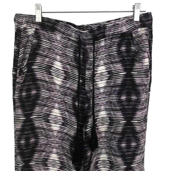 Democracy Casual Wide Leg Soft Pants Geometric Motif Drawstring Waist Size Large - Picture 3 of 10